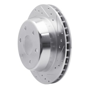 Cadillac Escalade Brake Rotor (1) - Rear Right - R1 Concepts - Drilled & Slotted - Silver - `00-`14